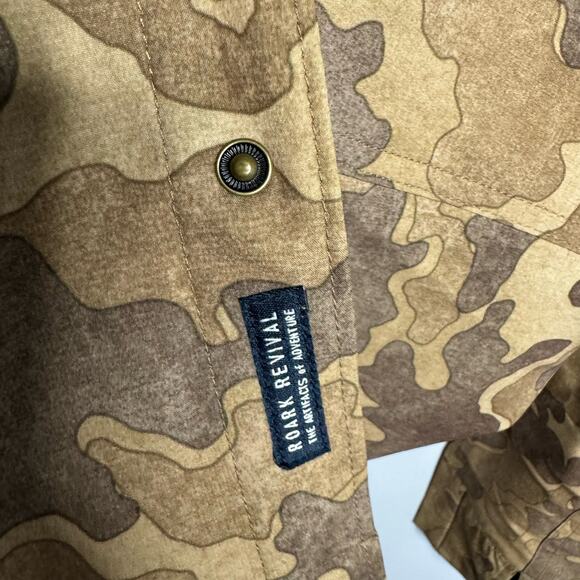 Roark Revival Camo Brown Long Sleeve Shirt Outdoor Snap Button Small - Picture 6 of 9